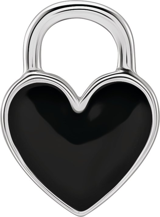 Sterling Silver 11.7x2.6 mm Black Enamel Heart Charm or Pendant Ref 18684226