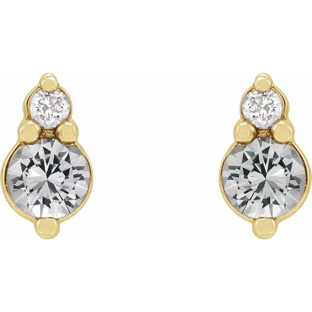 14K Yellow Natural White Sapphire & .03 CTW Natural Diamond Earrings