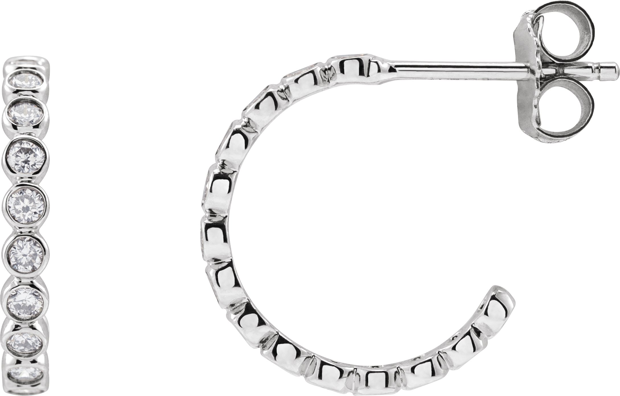 14K White 3/8 CTW Lab-Grown Diamond Hoop Earrings