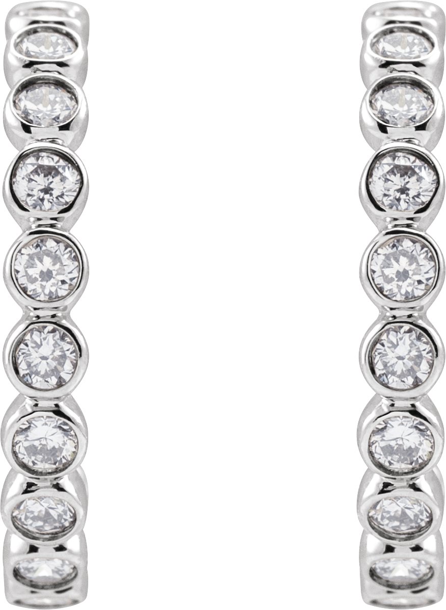 14K White 3/8 CTW Diamond Huggie Earrings