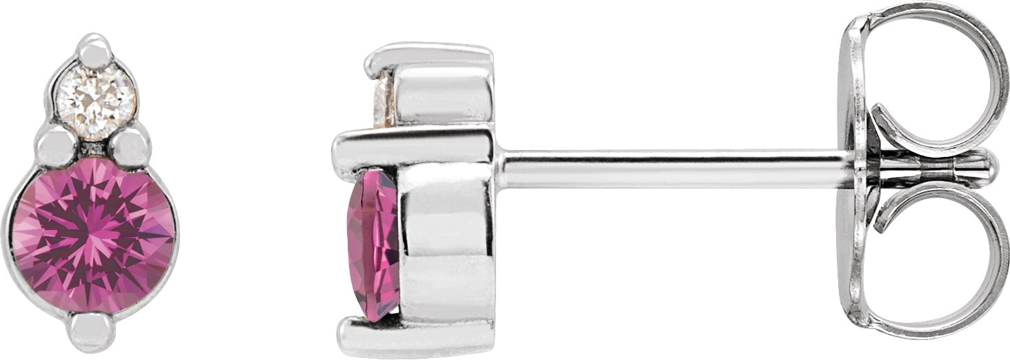 14K White Natural Pink Sapphire and .03 Natural Diamond Earrings Ref 18483609