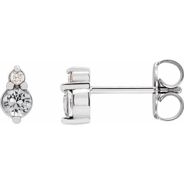 Sterling Silver Natural White Sapphire & .03 CTW Natural Diamond Earrings
