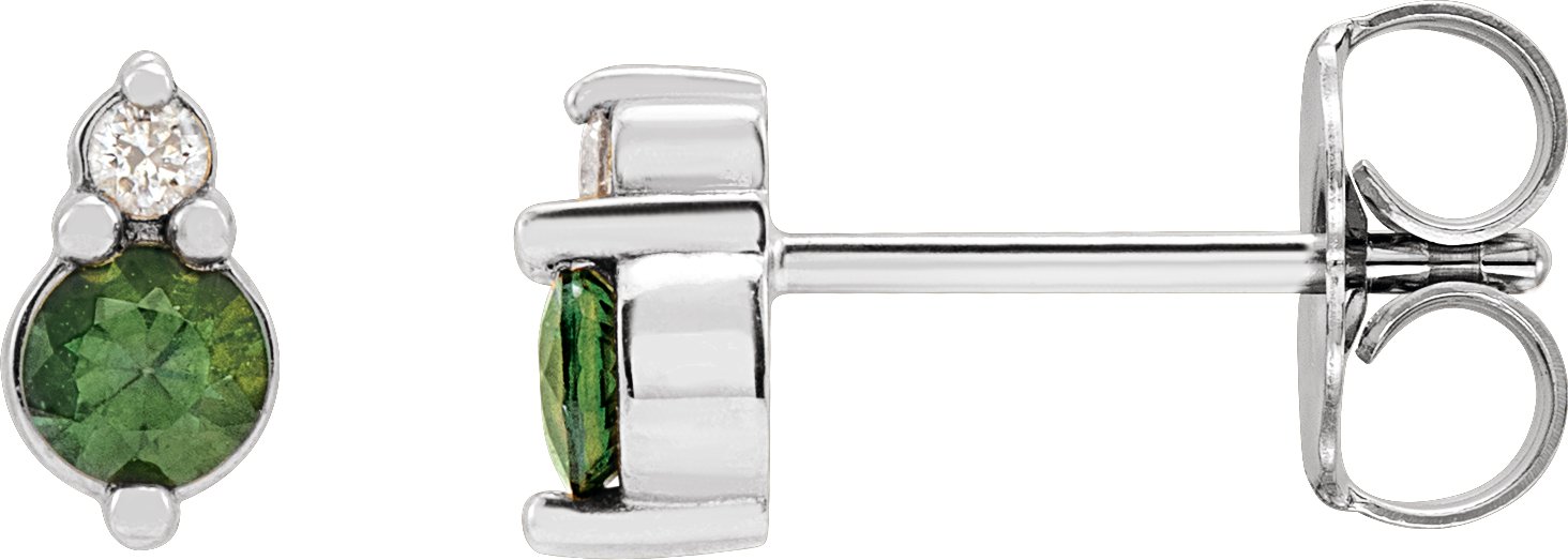 Platinum Natural Green Sapphire and .03 Natural Diamond Earrings Ref 18483638