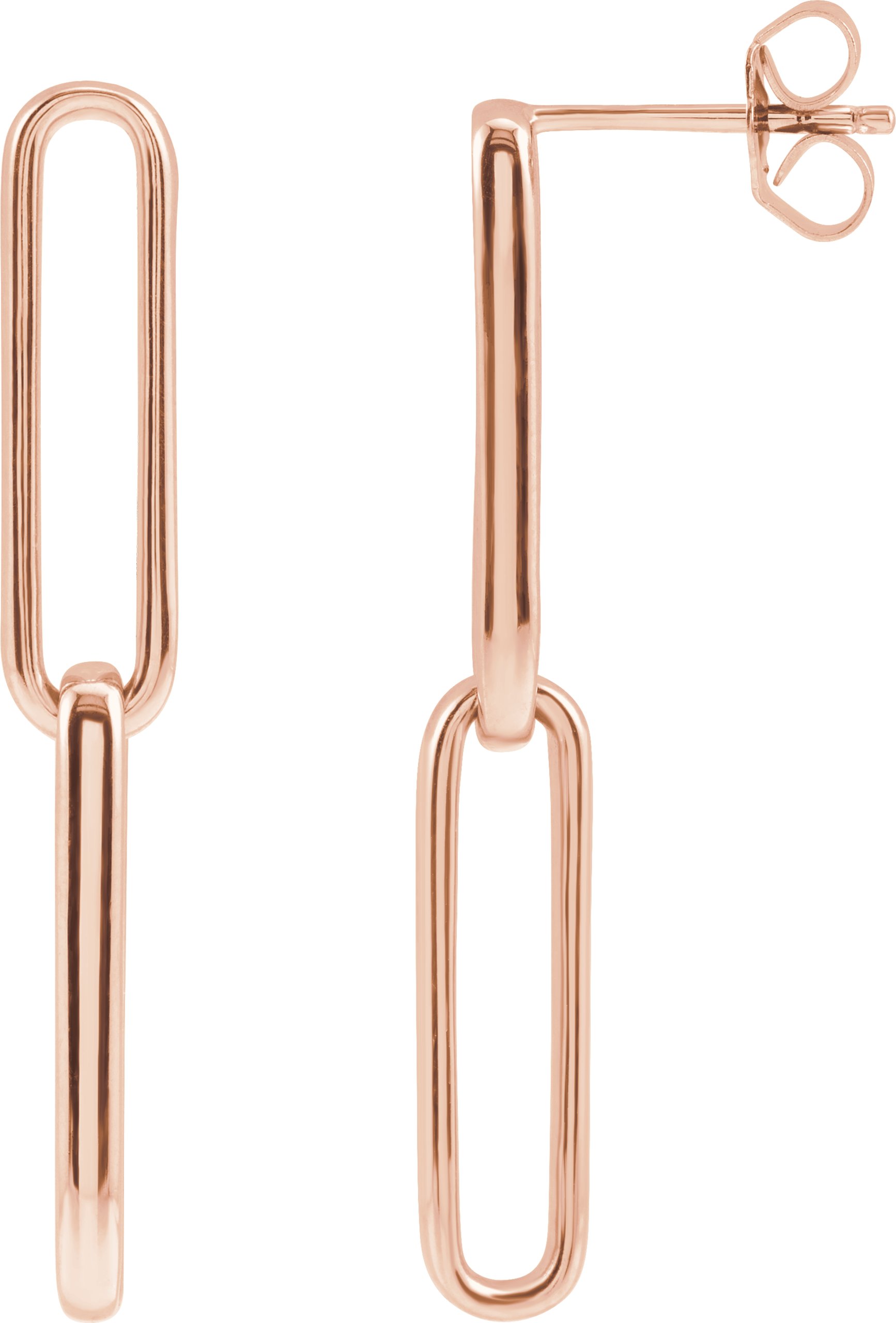 14K Rose Elongated Flat Link Earrings Ref 18287357