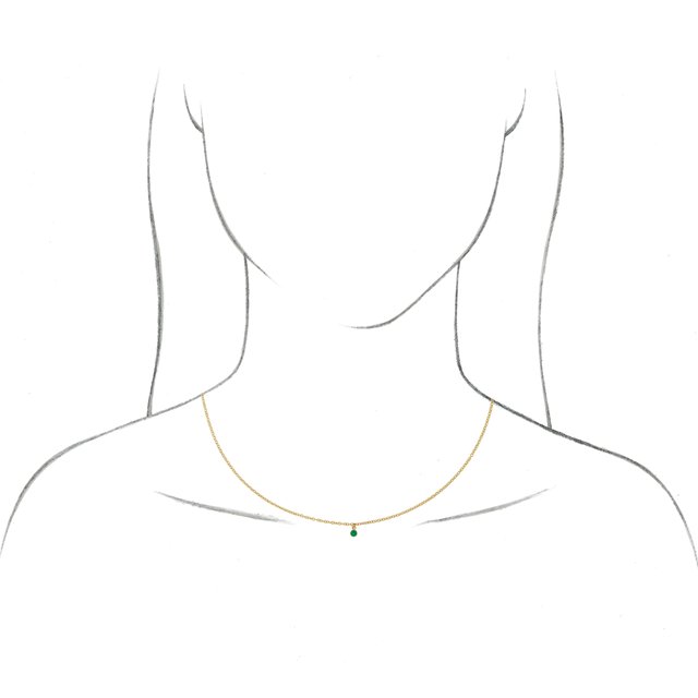 14K White Natural Emerald 16 Necklace