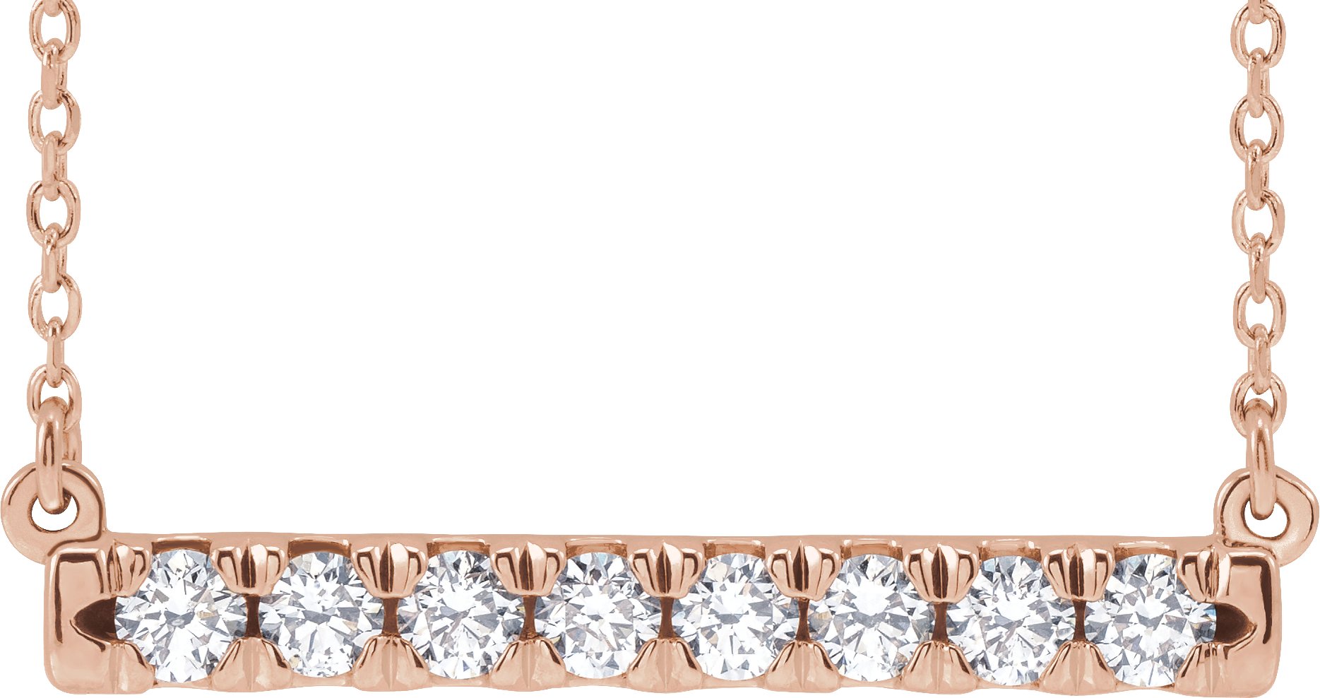 14K Rose 1/2 CTW Natural Diamond French-Set Bar 18 Necklace