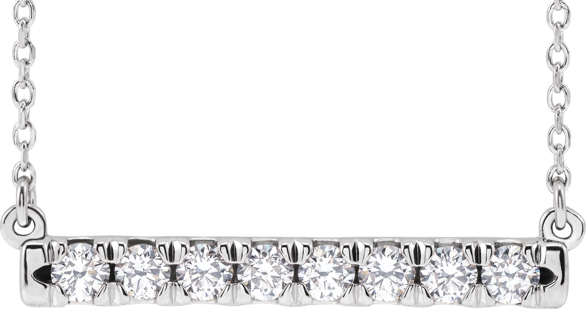 14K White 1/2 CTW Lab-Grown Diamond French-Set Bar 18 Necklace