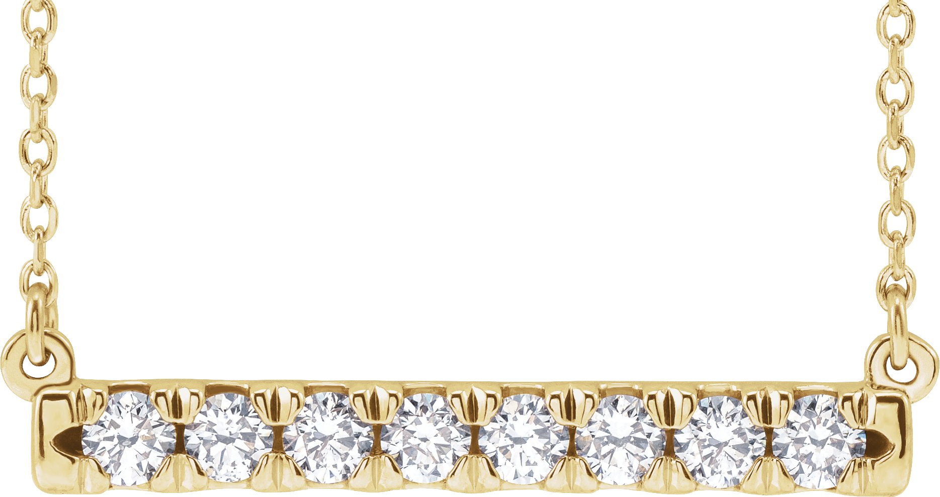 14K Yellow 1/2 CTW Lab-Grown Diamond French-Set Bar 18 Necklace