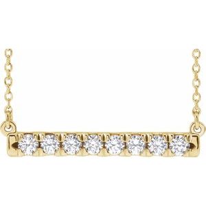 14K Yellow 1/2 CTW Lab-Grown Diamond French-Set Bar 18" Necklace