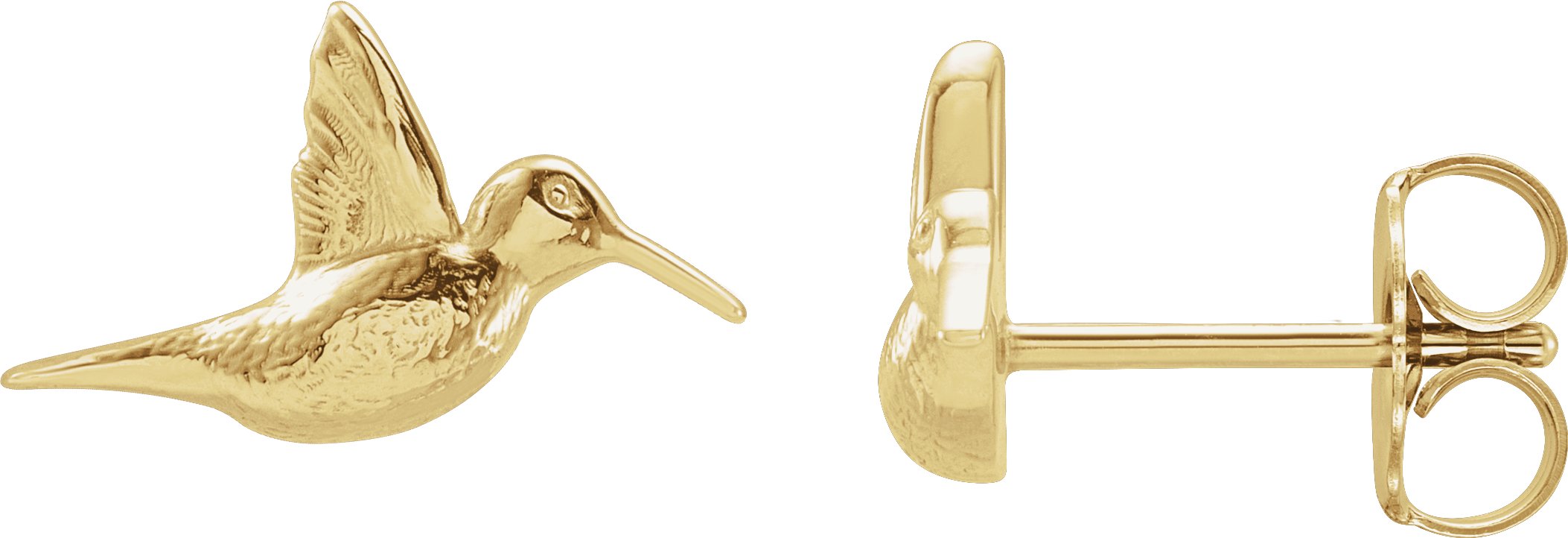 14K Yellow Humming Bird Earrings