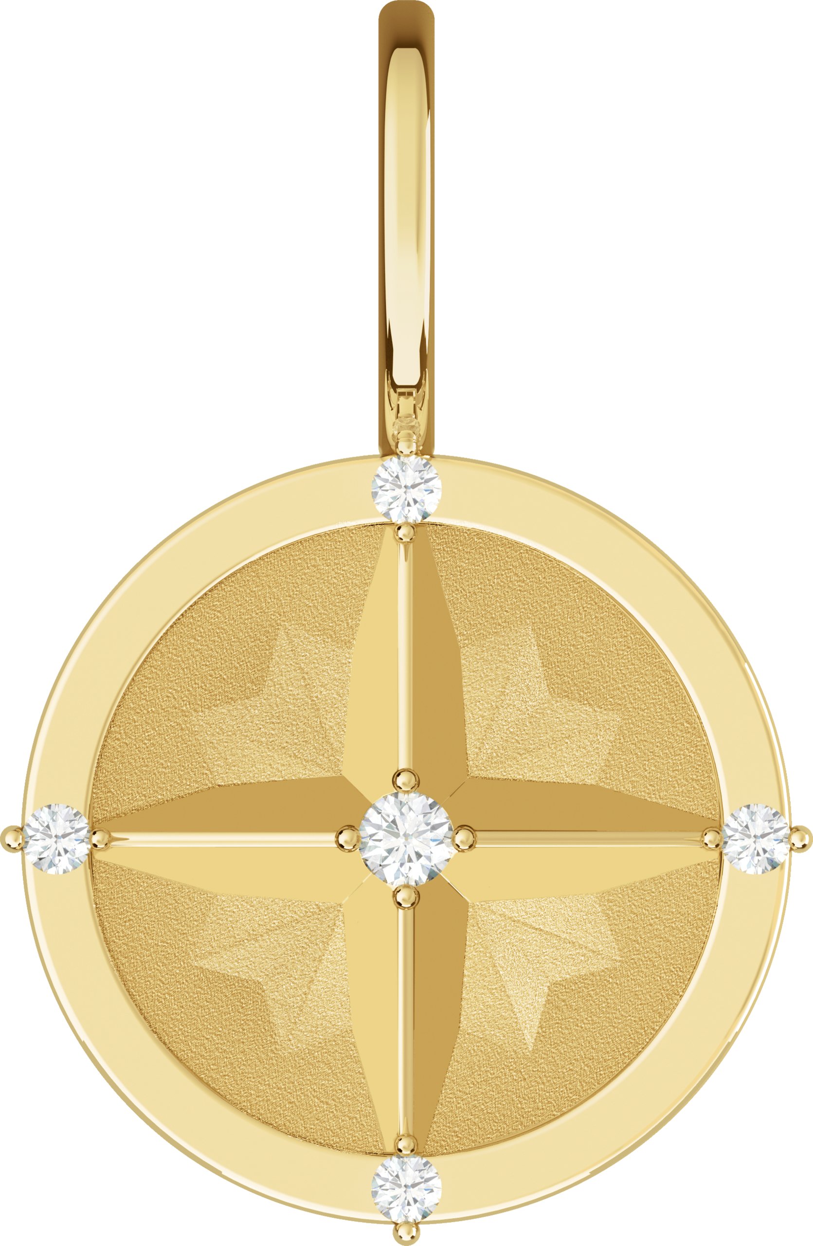 14K Yellow .03 CTW Natural Diamond Compass Charm/Pendant