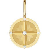 14K Yellow .03 CTW Diamond Compass Charm/Pendant
