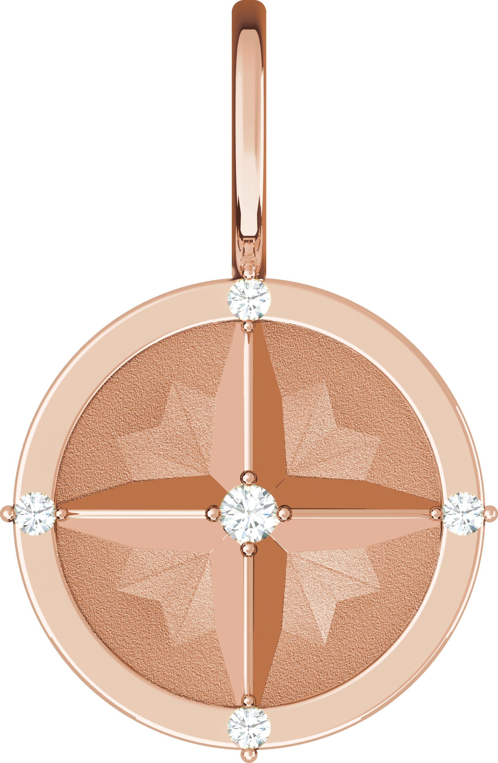 14K Rose .03 CTW Natural Diamond Compass Charm/Pendant