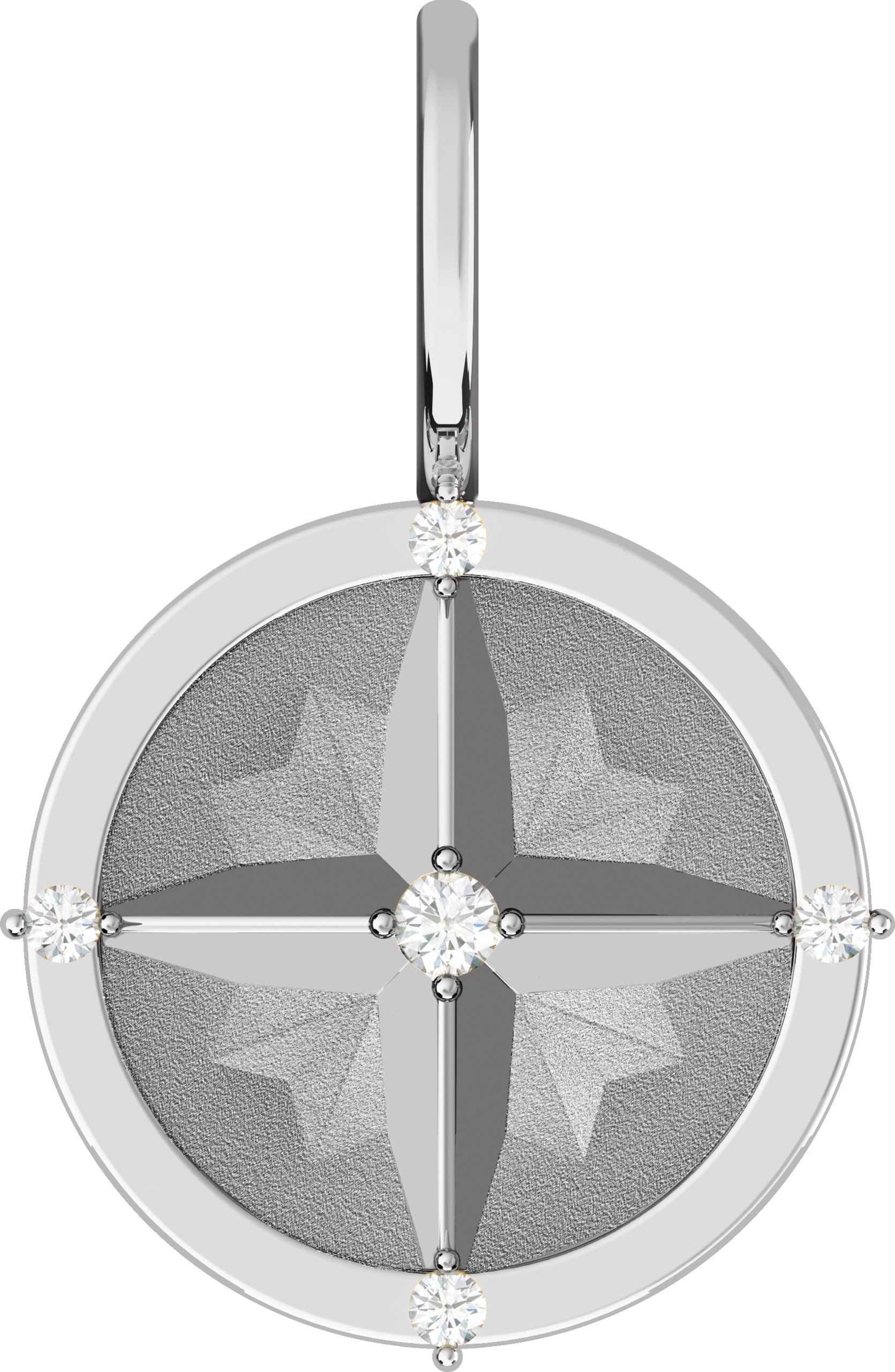Sterling Silver .03 CTW Natural Diamond Compass Charm/Pendant