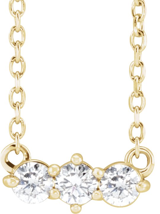 14K Yellow 1/5 CTW Natural Diamond Three-Stone 18" Necklace