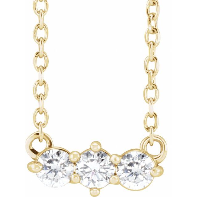 14K Yellow 1/5 CTW Natural Diamond Three-Stone 18 Necklace