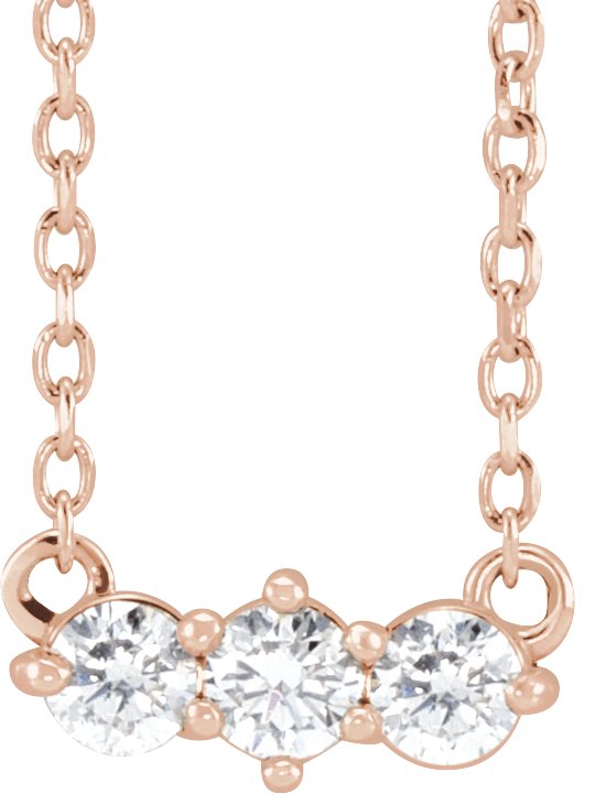 14K Rose 1/5 CTW Natural Diamond Three-Stone 18" Necklace