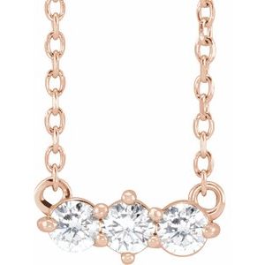 14K Rose 1/5 CTW Natural Diamond Three-Stone 18" Necklace