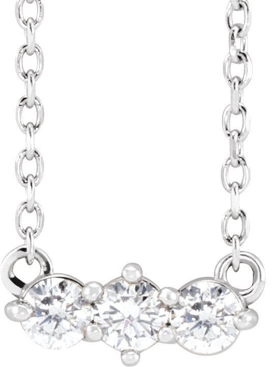 14K White 1/5 CTW Natural Diamond Three-Stone 18 Necklace