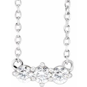 14K White 1/5 CTW Natural Diamond Three-Stone 18" Necklace