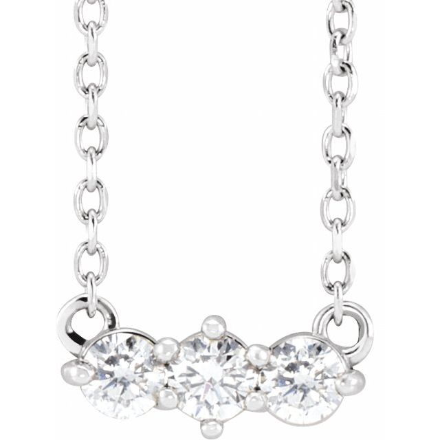 14K White 1/5 CTW Natural Diamond Three-Stone 18 Necklace