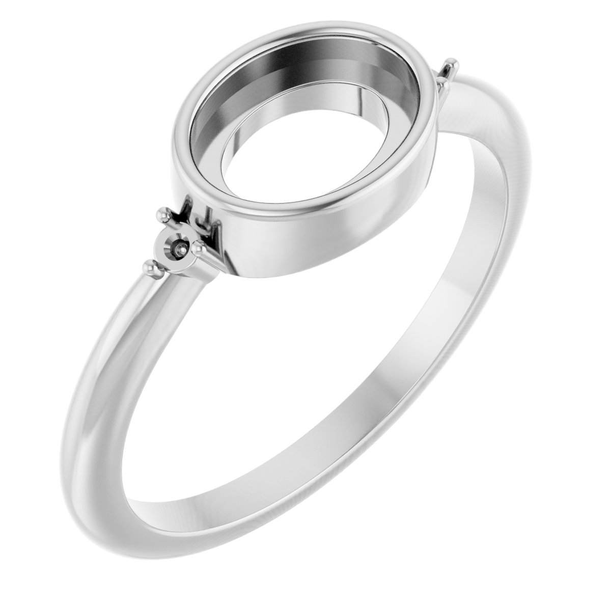 10K White 8x6 mm Oval Bezel-Set Cabochon Ring Mounting