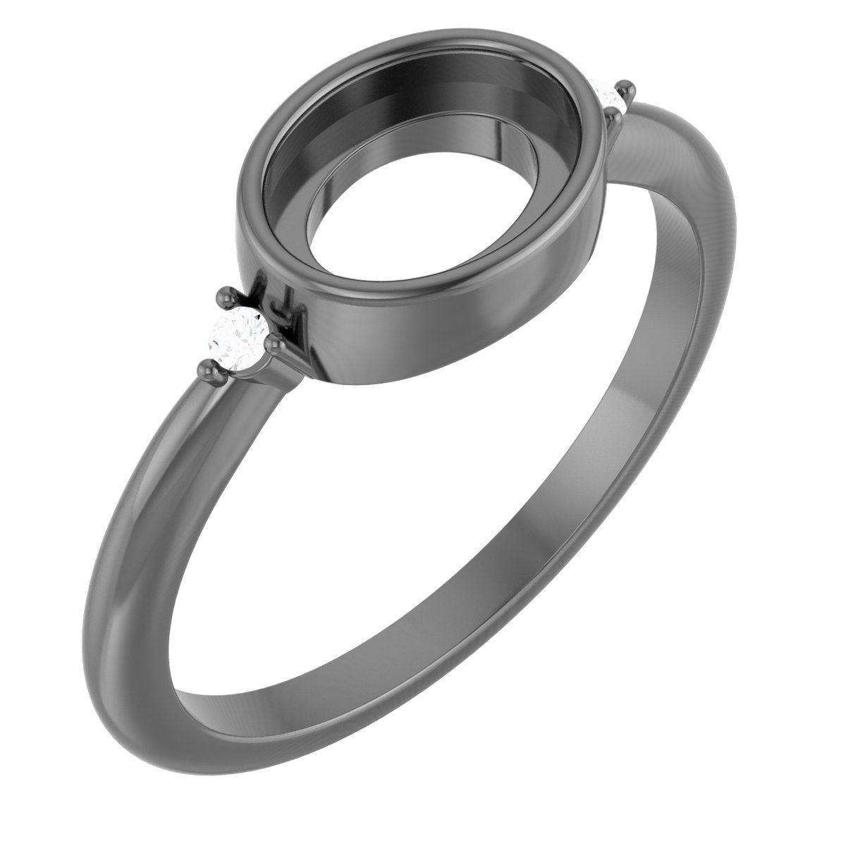Platinum 8x6 mm Oval .03 CTW Natural Diamond Semi-Set Cabochon Ring