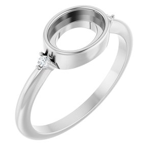 14K White 8x6 mm Oval .03 CTW Natural Diamond Semi-Set Cabochon Ring