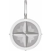 14K White .02 CTW Diamond Semi-Set Compass Charm/Pendant