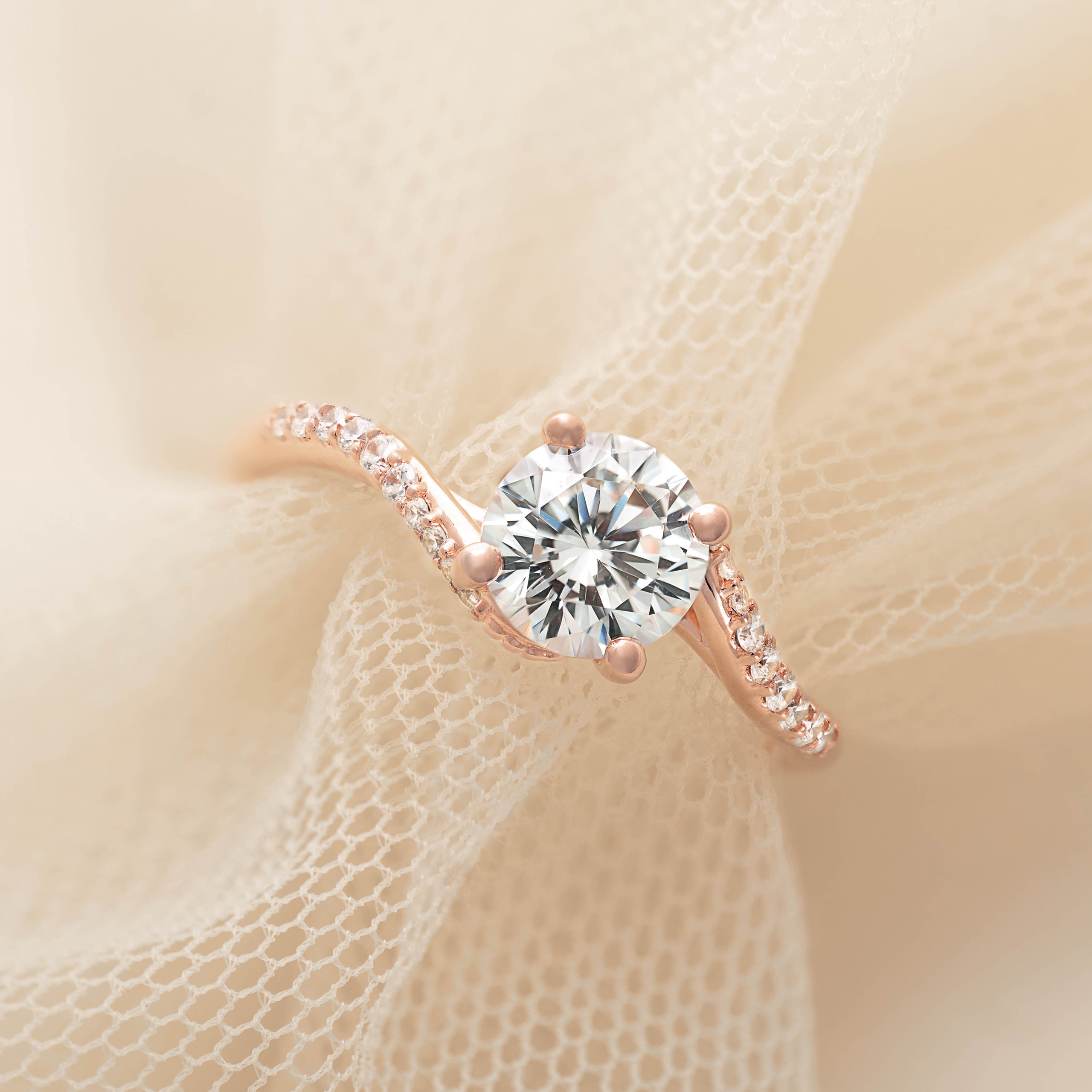 14K Rose Gold Diamond Engagement Ring