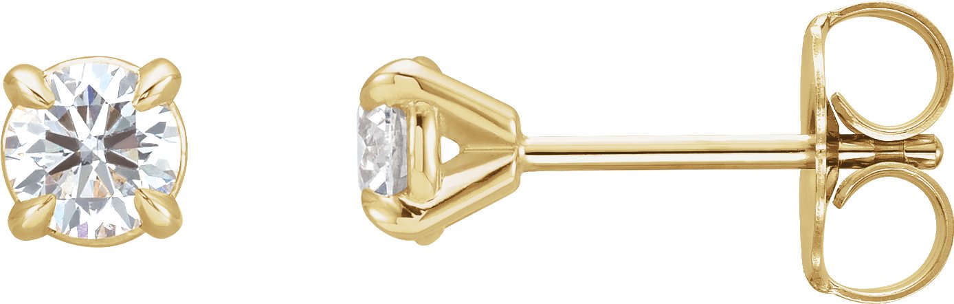 14K Yellow 3/8 CTW Natural Diamond Claw-Prong Cocktail-Style Stud Earrings