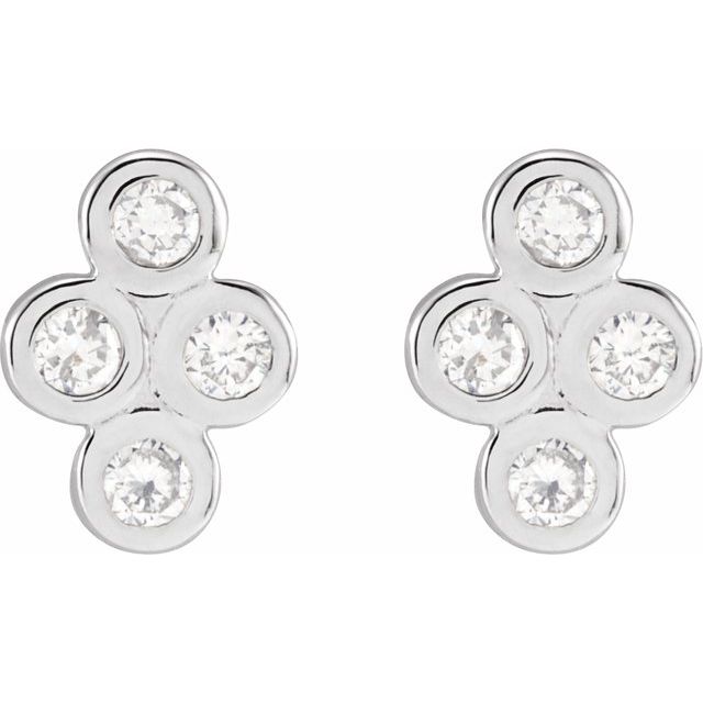 Sterling Silver 1/4 CTW Natural Diamond Cluster Earrings
