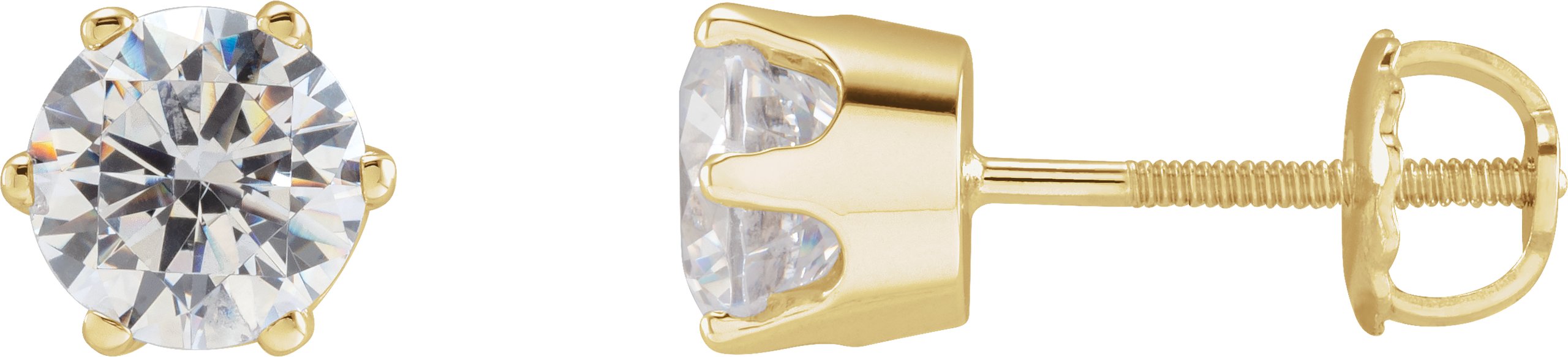 Round 6-Prong Stud Earrings