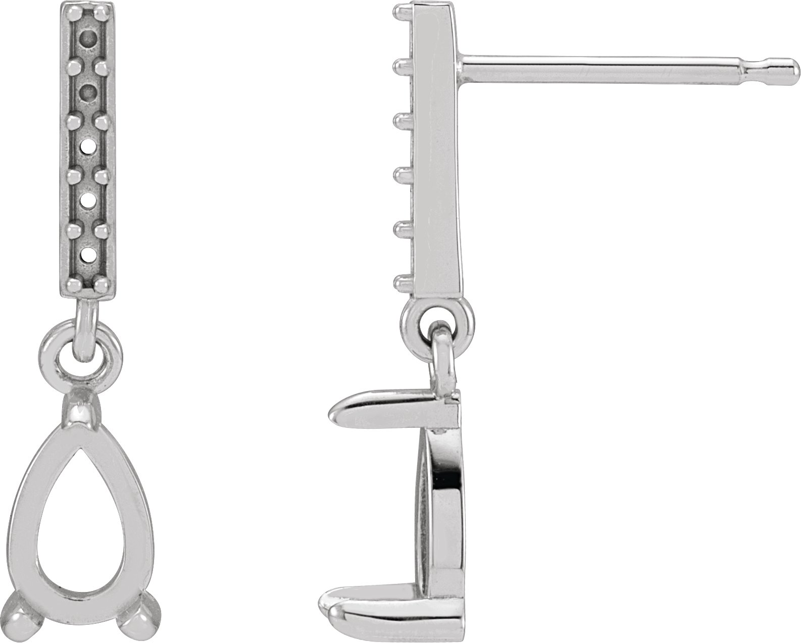 Platinum 6x4 mm Pear Dangle Earring Mounting