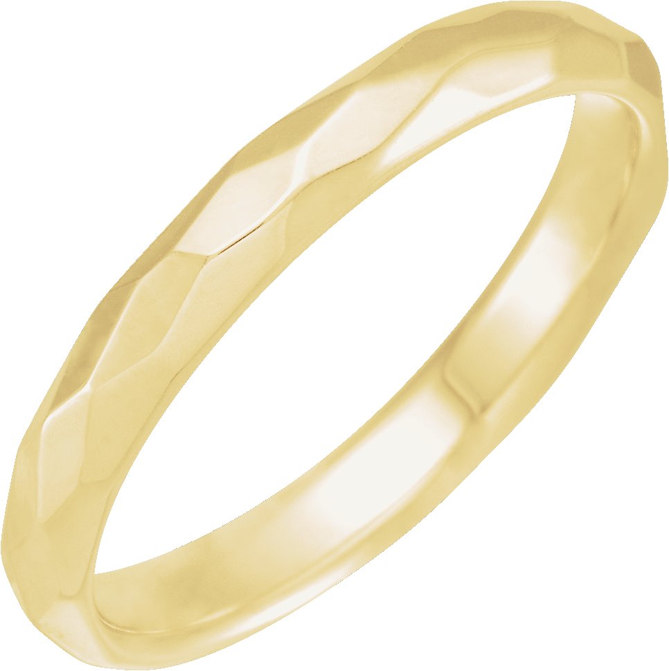 Geometric Faceted Comfort-Fit Half Round Band – 14K Yellow Gold
