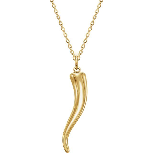 14K Yellow Italian Horn 16-18 Necklace