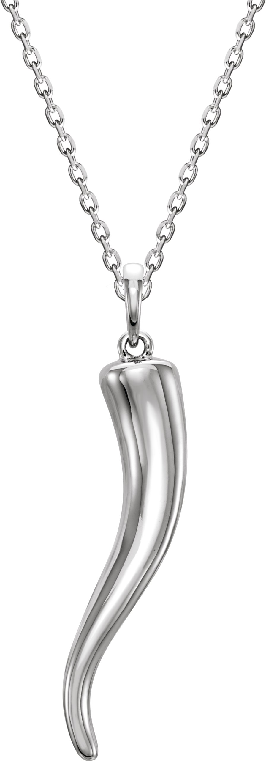 Sterling Silver Italian Horn 16-18" Necklace