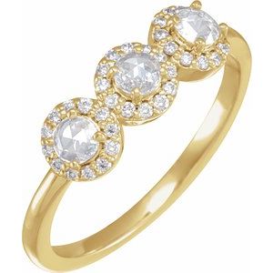 14K Yellow 1/3 CTW Natural Rose-Cut Diamond & Faceted Anniversary Band