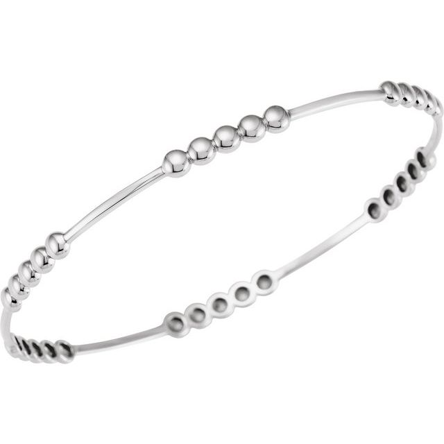 Sterling Silver 3.66 mm Beaded Bangle 7