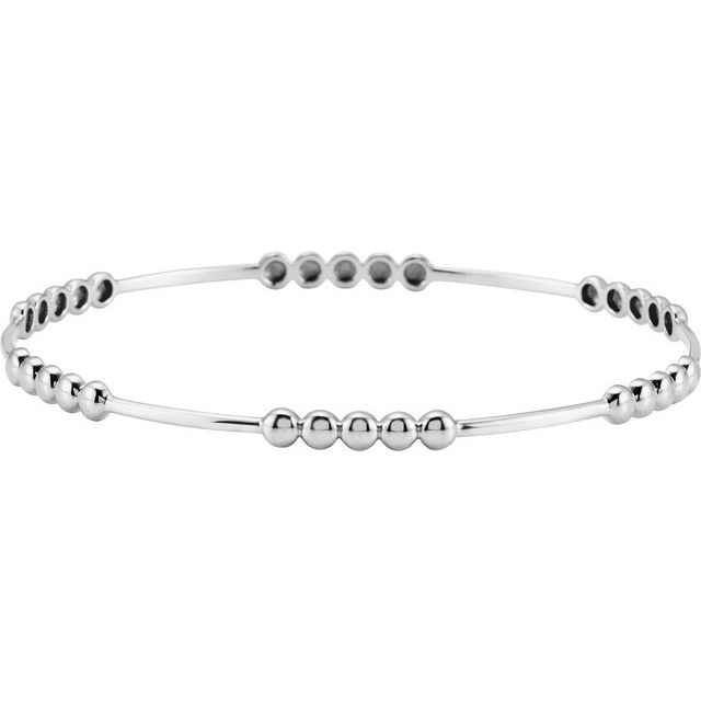 Sterling Silver 3.66 mm Beaded Bangle 7