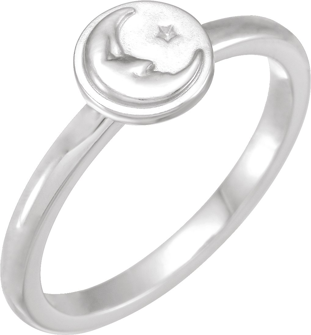 Sterling Silver Moon & Star Ring