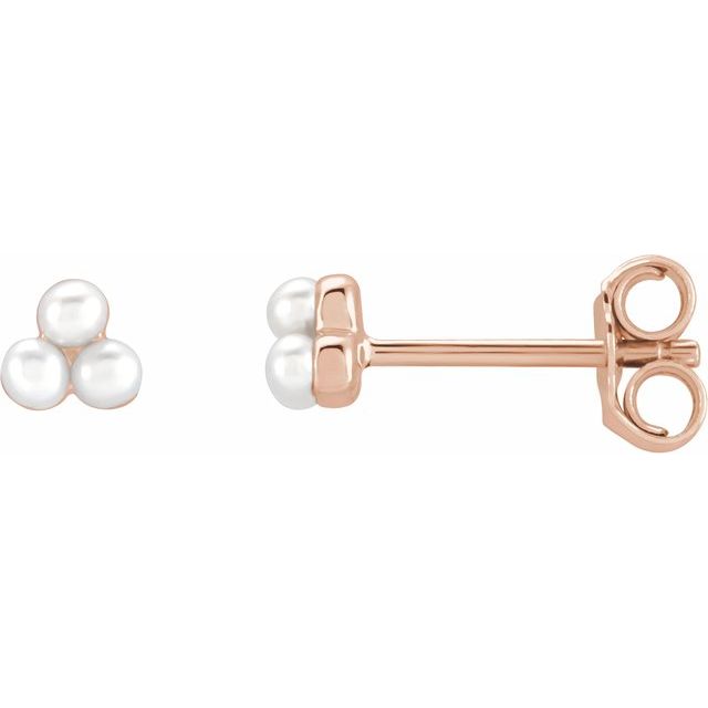 14K Rose Cultured Freshwater Pearl Cluster Earrings
