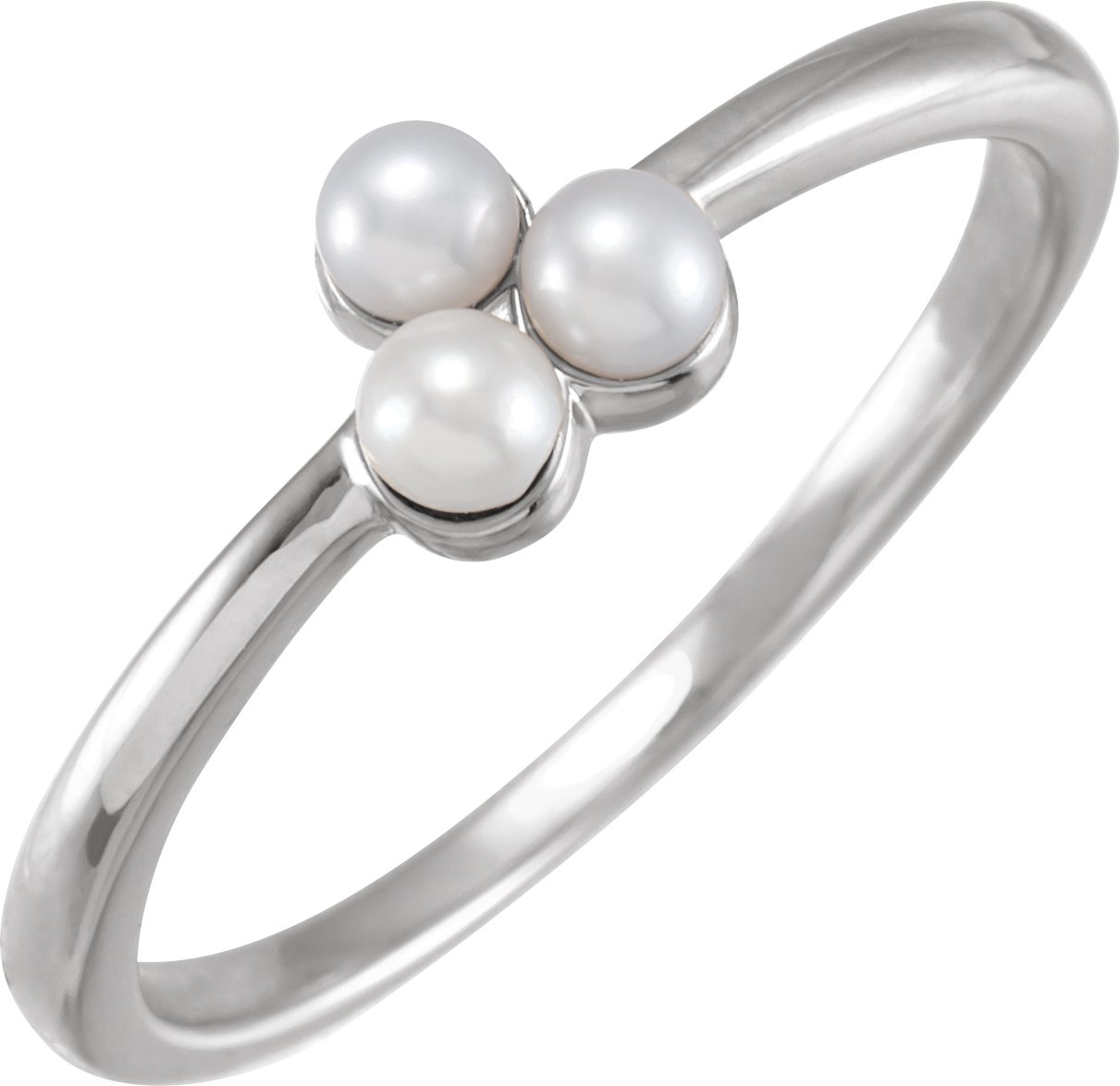 14K White Cultured Freshwater Pearl Cluster Ring Ref 18624470