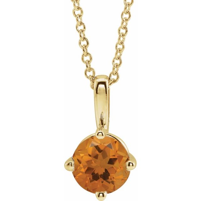 14K Yellow 4 mm Natural Citrine Solitaire 16-18