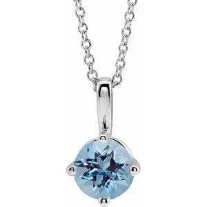 14K White Gold Aquamarine Solitaire 16-18 14K White Gold Aquamarine Solitaire 16-18