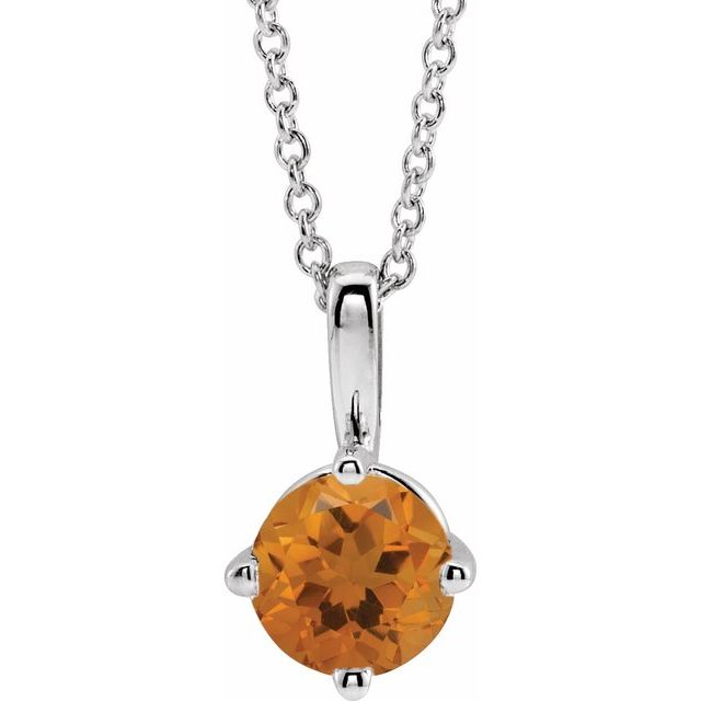 Sterling Silver 4 mm Natural Citrine Solitaire 16-18