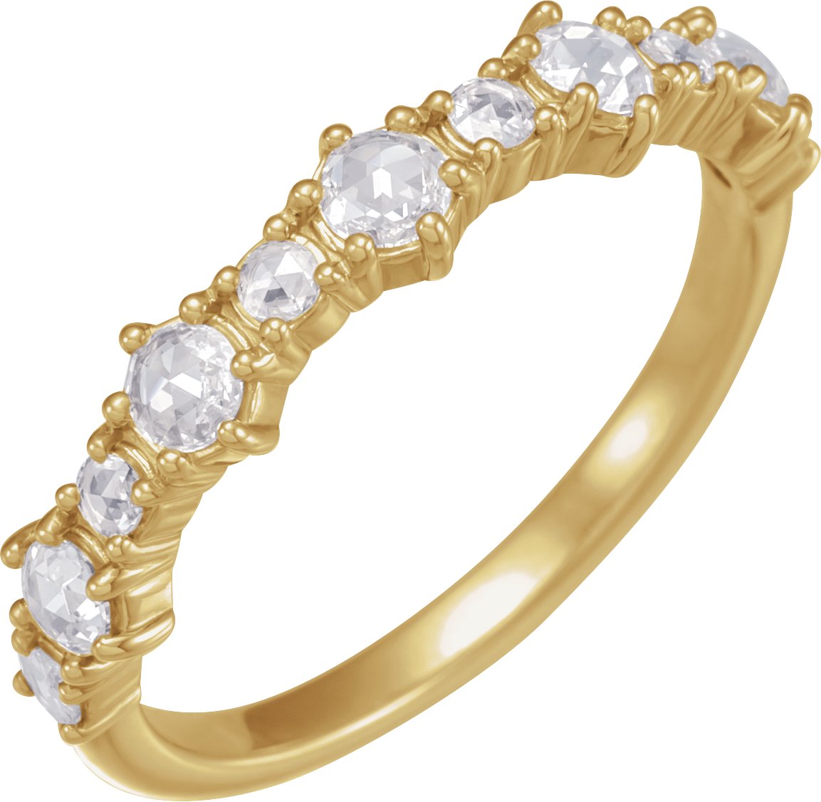 14K Yellow 3 mm Round 1/2 CTW Natural Rose-Cut Diamond Anniversary Band