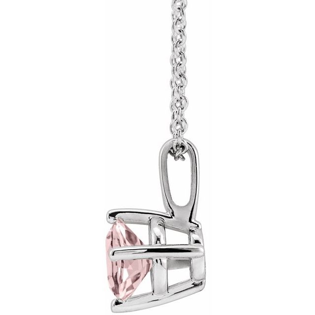 Sterling Silver 5 mm Natural Pink Morganite Solitaire 16-18 Necklace