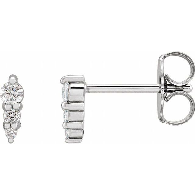 Sterling Silver .08 CTW Natural Diamond Three-Stone Graduated Bar Earrings
