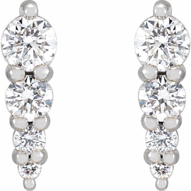 14K White 1/5 CTW Natural Diamond Four-Stone Graduated Bar Earrings
